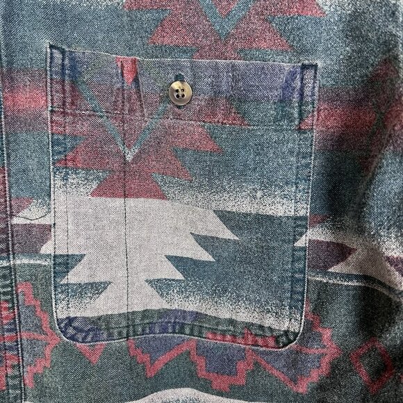Cabelas Shirt Mens Large Regular Long Sleeve Button Up Aztec Cotton - Picture 3 of 11